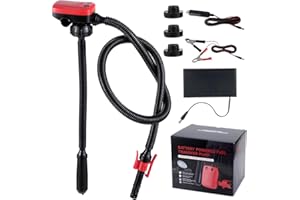 VTWTV Fuel Transfer Pump Kit, 3.2GPM Auto-Stop Transfer Pump with Long Hose, AA Battery/12V/DC 3 Power Modes, 3 Adapters for 