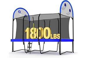 Zupapa 1800LBS Weight Capacity Rectangle Trampoline 10x17FT 9X15FT 8X14FT Outdoor Square Gymnastics Trampolines with Basketball Hoops for Kids Adults Long Large Big Rectangular Tumbling Trampolin