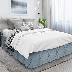 Nestl Stone Blue Bed Skirt Full Size, Pinch Pleat