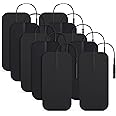 AUVON TENS Unit Pads 2"X4" 10 Pcs, 3rd Gen Latex-Free Rectangular Replacement Pads Electrode Patches with Upgraded Self-Stick Performance for Electrotherapy (BIack)