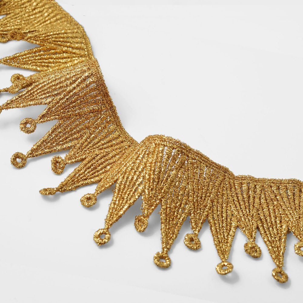 Metallic GOLD Lace Trim for Bridal, Costume or Jewelry, Crafts and Sewing, 2-5/8 Inch by 1 Yard, LP-MX-6883