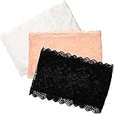 Gatuida 3PCS Strapless Bandeau Bra, Womens Bandeau Bra Non Padded Floral Lace Wireless Strapless Stretchy Lace Tops for Women(Fit for 40-60 Kg)