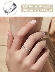 Oivley Half Wedding Band for Women 925 Sterling