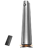 DREO Space Heater with Adjustable Thermostat, 30", 120° Oscillation, 5 Heat & 3 Fan levels, 8 Safety Protections, 25dB Quiet, 1-12H Timer, Remote, Heaters for Indoor Use, Large Room, Bedroom, Grey