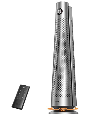 DREO Space Heater with Adjustable Thermostat, 30", 120° Oscillation, 5 Heat & 3 Fan levels, 8 Safety Protections, 25dB Quiet, 1-12H Timer, Remote, Heaters for Indoor Use, Large Room, Bedroom, Grey