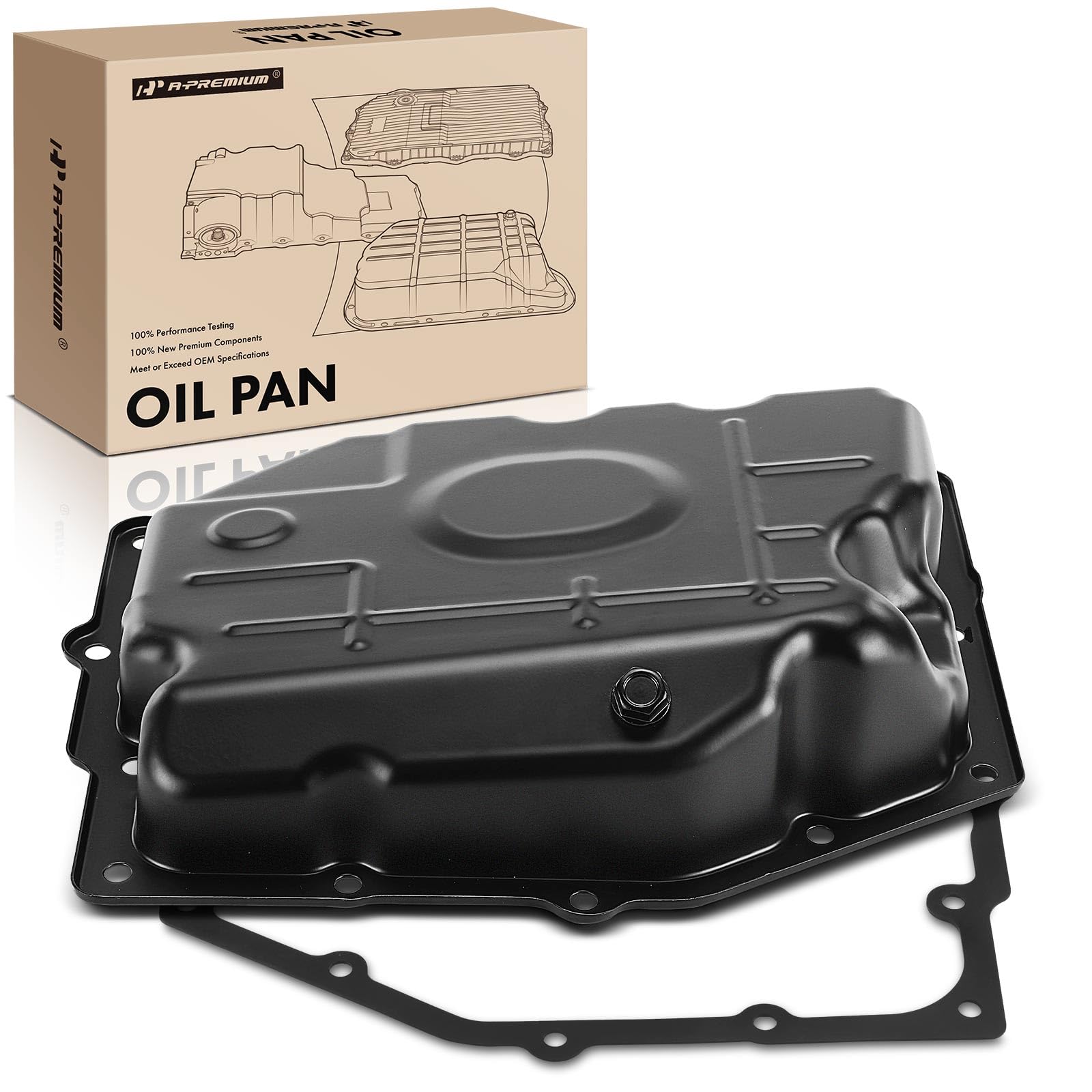 Photo 1 of A-Premium Transmission Oil Pan with Drain Plug & Gasket Compatible with 42RLE Transmission & Jeep Liberty Wrangler & Dodge Challenger Charger Dakota & Chrysler 300