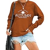 TAOHONG Fall Sweatshirt for Women Farm Fresh Autumn Harvest Sweatshirt Funny Pumpkin Long Sleeve Pullover Top Blouse