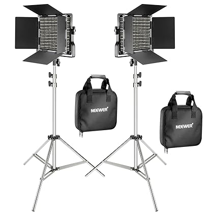 Neewer Pacchetto Di Due Luci Led 660 Illuminazione Video Con Cavalletto In Acciaio Inox Di 200cm Kitled Luce Bi Colore Con Staffa U Barndoor