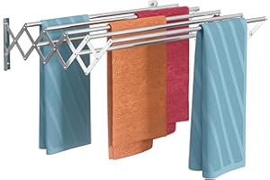 qurutma Clothes Drying Rack Wall Mounted, Folding Hanging Drying Rack for Laundry Room/Bathroom Tower，Easy to Install 31-inch Rod, 80 lb Capacity- Indoor and Outdoor Use