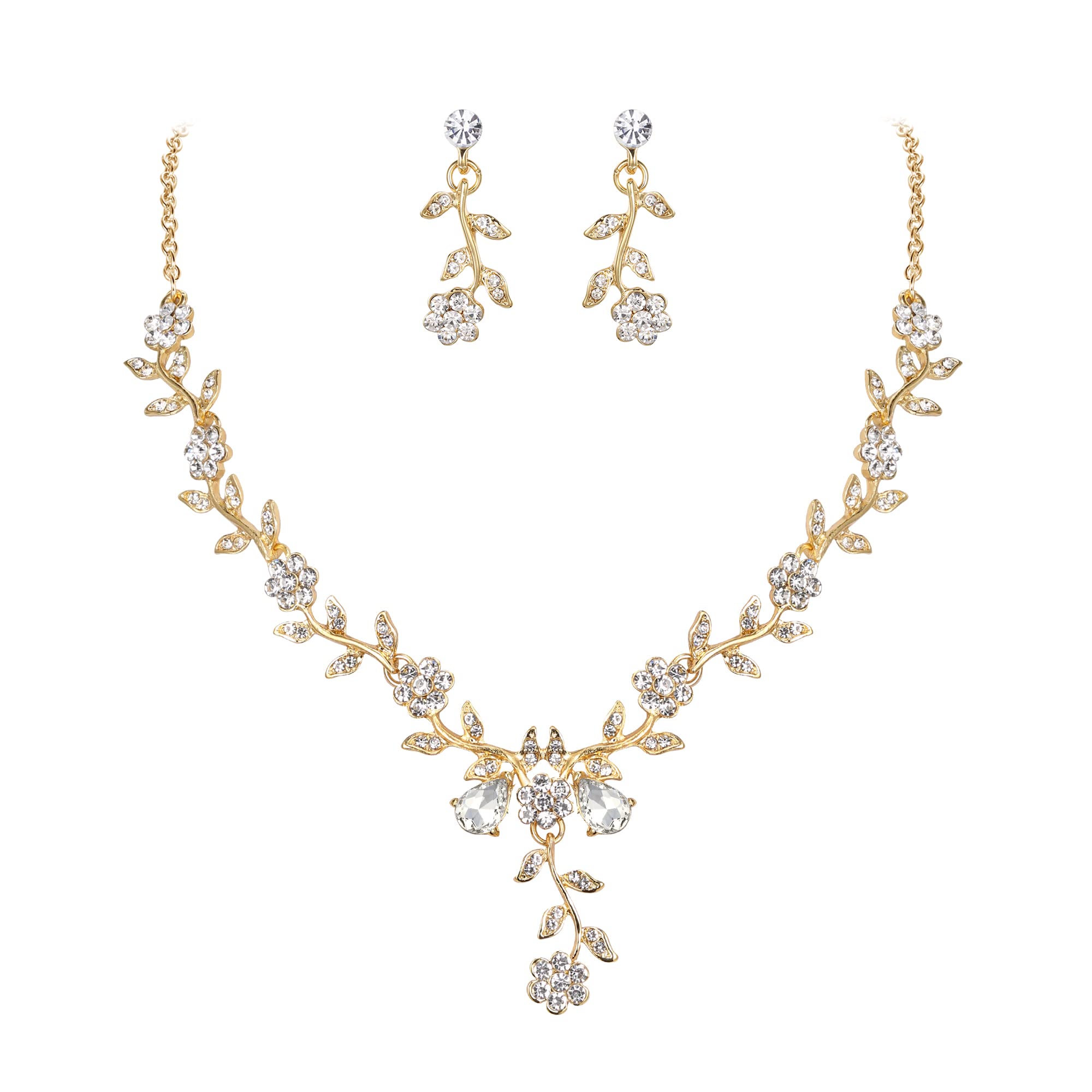 BriLove Women's Wedding Jewelry Leaf Cluster Flower