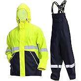 NAVIS MARINE Rain Suit for Men Heavy Duty Workwear Waterproof Jacket with Pants 3 Pieces