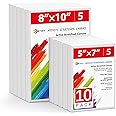 Simetufy 10Pcs Stretched Canvas 5x7, 8x10 (5 of Each) Primed 100% Cotton Art Canvases for Painting for Acrylic Pouring, Oil Paint