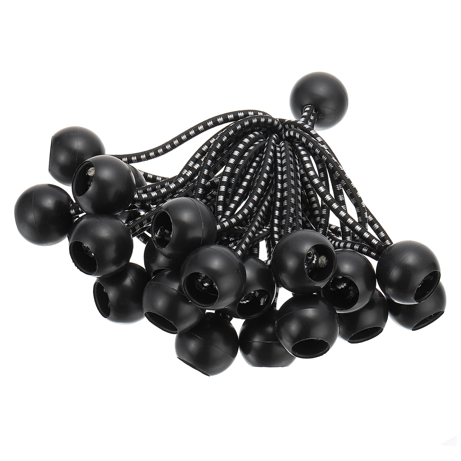 PATIKIL 4 Inch Tarp Ball Bungee Cord, 50 Pack Bungee Cords with Balls Canopy Tarp Tie Downs Cords Elastic String for Outdoor Camping Cargo Shelter Tent Poles, Black White
