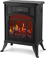 NETTA Electric Fireplace Stove Heater 1900W Real Flame Log Effect Freestanding view 1
