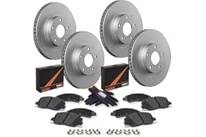 Max Advanced Brakes Front & Rear Brake Kit For 2010 2011 2012 Hyundai Tucson FWD 2011 Kia Sportage FWD Replacement Geomet Coated OE Disc Brake Rotors and Ceramic Brake Pads