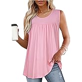 CHICGAL Womens Summer Tank Tops Sleeveless T Shirt Casual Loose Fit Tunic Blouses