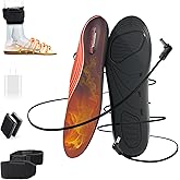 RTDEP Heated Insoles, Heated Insoles for Women Men with 6000mAh Battery, 4 Temperature Rechargeable Foot Warmers, Full-Foot Heating, Electric Heating Insole for Outdoor Hunting Fishing Camping