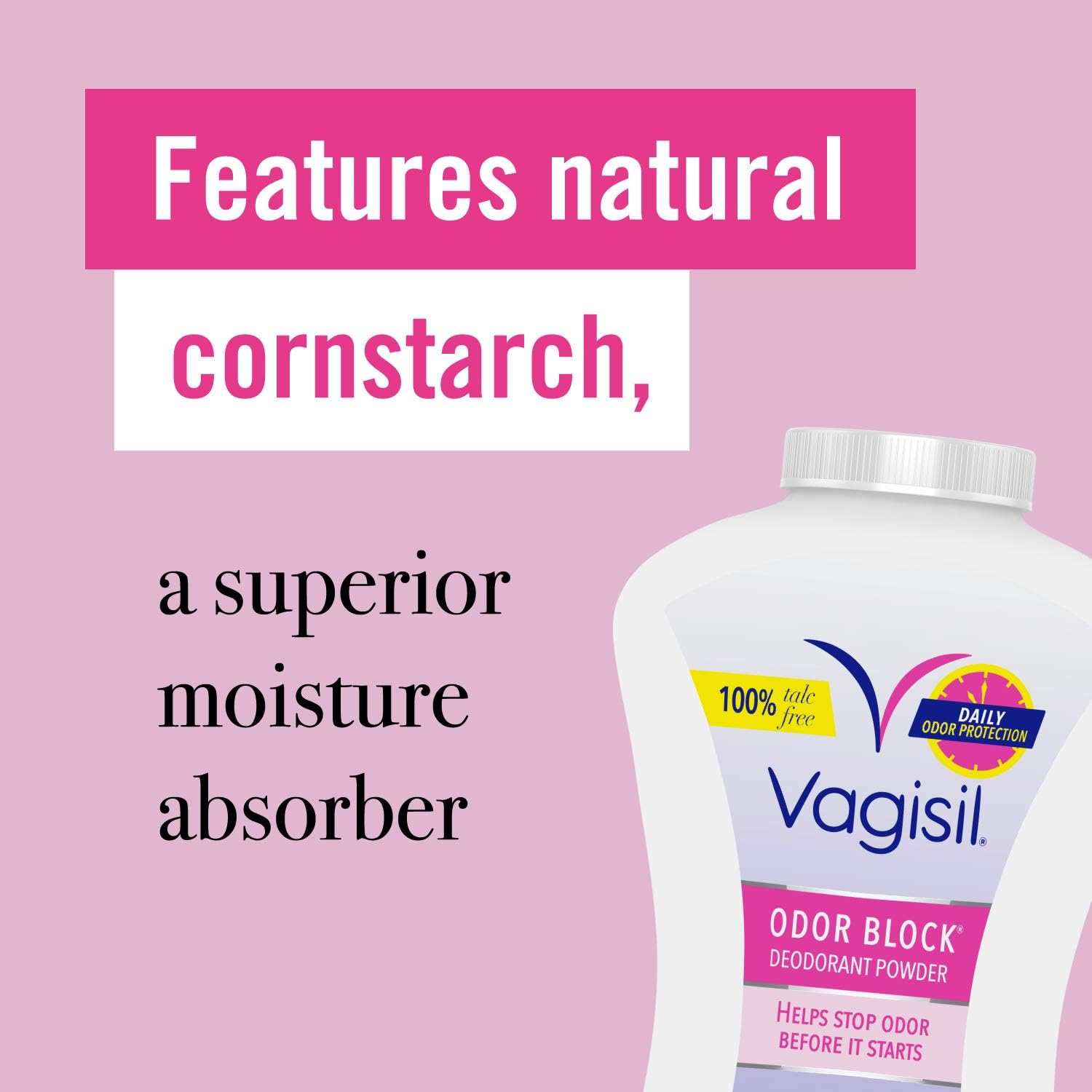Vagisil Odor Block Feminine Deodorant Powder for Women, Talc-Free, Gynecologist Tested, 8 Ounce (Packaging May Vary): Health & Personal Care