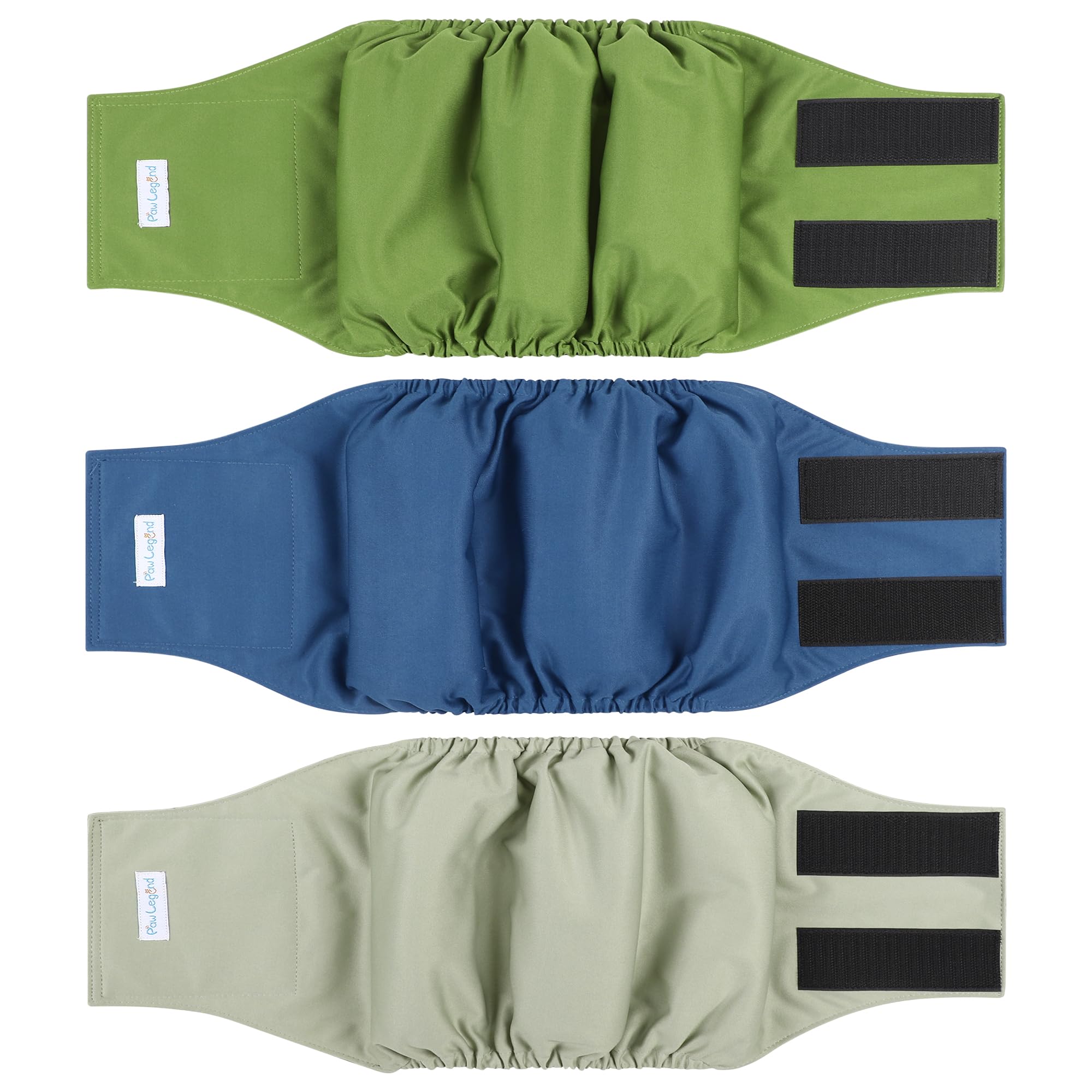 Paw Legend Washable Dog Belly Band Wrap Diapers for Male Dog | High Absorbing Puppy & Doggy Diapers Male (3 Pack,Army,Grey,Navy,XX-Large)