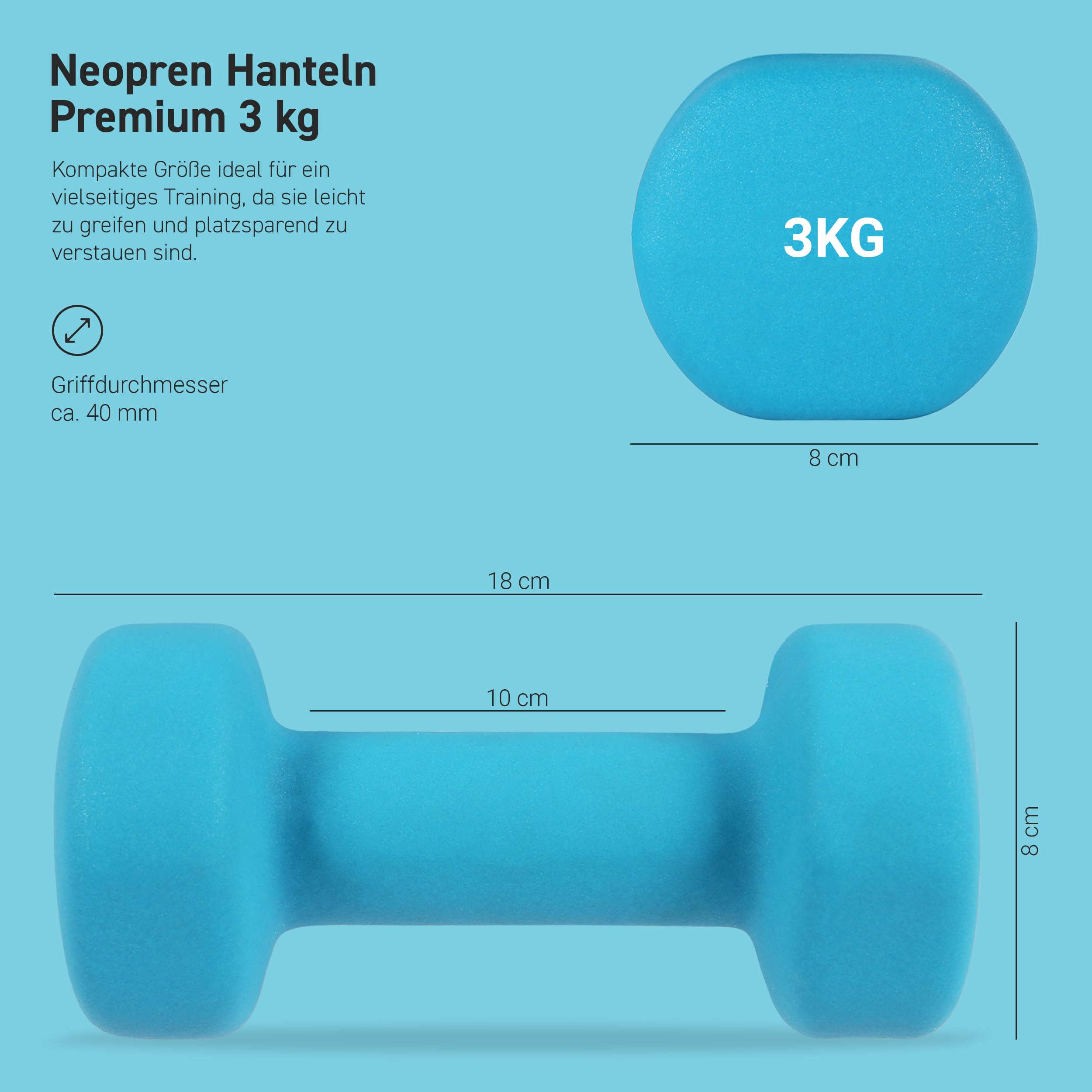 MSPORTS Hanteln Set Premium 0,5-5 kg Kurzhanteln Paar inkl. Übungsposter und Workout App - Calisthenics Equipment | 3 kg - Hantelset 2