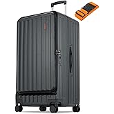 CENSIEN Checked Luggage, Large Suitcase 29 Inch Trunk Luggage with Spinner Wheels, Lightweight ABS+PC Hard Shell with Aluminum Frame, Top Opening, TSA Lock (Black, 1PC)