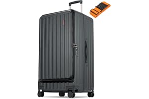 CENSIEN Checked Luggage, Large Suitcase 29 Inch Trunk Luggage with Spinner Wheels, Lightweight ABS+PC Hard Shell with Aluminum Frame, Top Opening, TSA Lock (Black, 1PC)