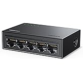 UGREEN Ethernet Switch, 5 Port Gigabit Ethernet Splitter, Plug & Play, Wall Mount & Desktop Network Switch Hub, Unmanaged, Co