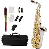 Btuty Eb Alto Saxophone 802 Key Brass E Flat Sax with Case Accessories | Eb alto saxophone with 802 key design, brass body, leather pads, engraved details and complete accessories for players