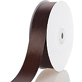 CUQIG 1 Inch Brown Ribbon, 50 Yards Craft Polyester Satin Ribbon Perfect for Gift Wrapping, Handmade Roses, Wedding Party Decorations and DIY Crafts