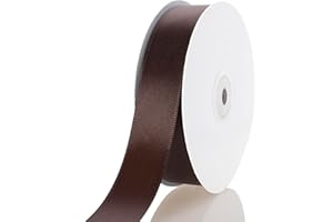 CUQIG 1 Inch Brown Ribbon, 50 Yards Craft Polyester Satin Ribbon Perfect for Gift Wrapping, Handmade Roses, Wedding Party Decorations and DIY Crafts