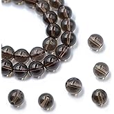 AD Beads Natural Gemstone Round Loose Beads 15" for Bracelet Necklace Earrings Jwelery Making Crafts DIY (8mm, Smoky Quartz)