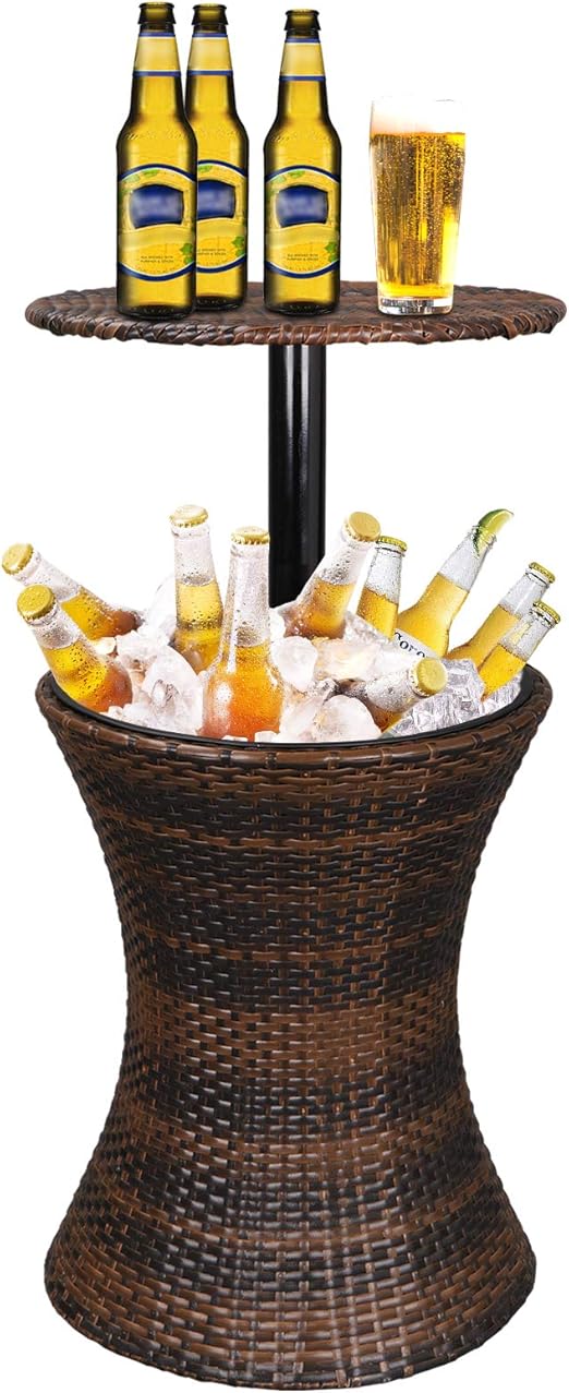 Amazon Com Zeny Cool Bar Rattan Style Patio Pool Cooler Table W