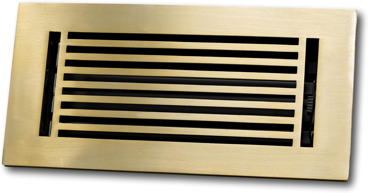 Registers, Grilles & Vents - 4 x 12 Cast Aluminum Linear Bar Vent Cover - Brushed Brass (Overall: 5.75 x 13.75)