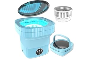 KWIWIS Portable Washing Machine, Small Washing Machine, Foldable Washer and Spin Dryer, Mini Collapsible Laundry for Travel, Sutiable for Apartment, Dorm, Camping, RV, Underwears, Socks, Baby Clothes, Blue