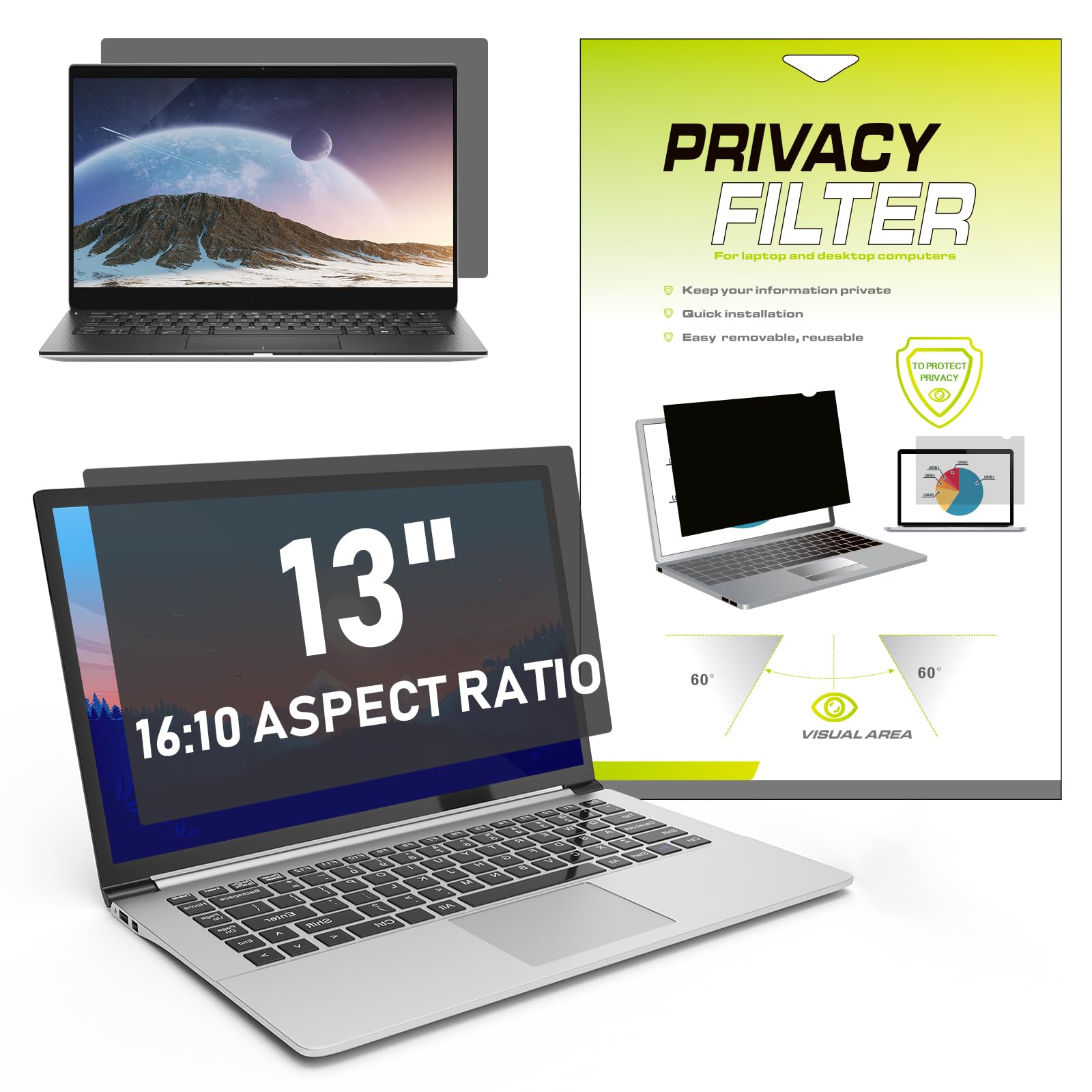 LAMA 13 Inch Privacy Screen Filter for MacBook Air 13"(2018-2020)&MacBook Pro 13"(2016-2020),Laptop Privacy Screen Protector with Privacy Protection&Anti-Blue Light&Anti-Glare&Anti UV(16:10)