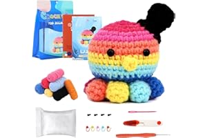 VIDABITA Crochet Kit for Beginners, Crochet Starter Kit with Step-by-Step Video, Beginner Crochet Kit for Adults and Kids with DIY Knitting Supplies (Octopus)