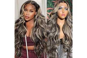 FSSGXX 26 Inch Ombre Lace Front Wig Human Hair Pre Plucked 13x4 1B/27 Highlight Lace Front Wig Human Hair with Baby Hair 180% Density Colored Body Wave HD Lace Frontal Wig Balayage Wig Human Hair