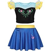 WonderBabe Girls Princess Two Piece Swimsuit Kids Bathing Suits Ruffles Fancy Swimwear Surf Beach Summer Swimming Tankini Set