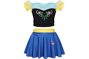 WonderBabe Girls Princess Two Piece Swimsuit Kids Bathing Suits Ruffles Fancy Swimwear Surf Beach Summer Swimming Tankini Set