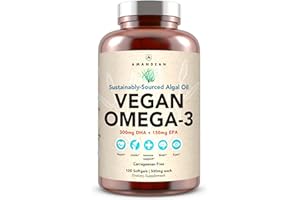 AMANDEAN Vegan Omega 3 Supplement. Premium Fish Oil Alternative. Algae DHA & EPA. Carrageenan Free Softgels. Algal Essential Fatty Acids. Plant Based Heart, Brain, Eye, Skin, Immune Support. (120ct)