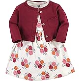 Hudson Baby Infant and Toddler Girls Cotton Dress and Cardigan Set