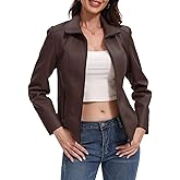 CHIGUO Faux Leather Jacket for Women Motorcycle Fashion Zip Up Coat Trendy Going Out Jackets