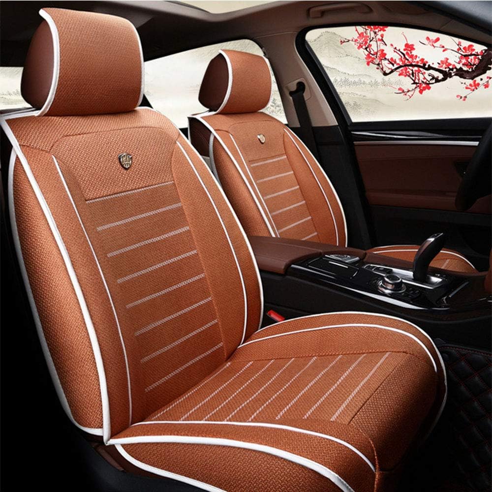 exyau Flax Super Breathable Car Seat Covers Linen Luxury Car Seat Cover Adjustable Seat Cushions Universal for Four Seasons 5 Pcs