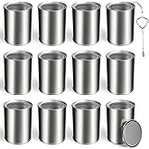petour 12PCS Empty Paint Cans with Lids, 1 Quart Metal Paint Storage Containers Small Round Unlined Paint Bucket for Arts and