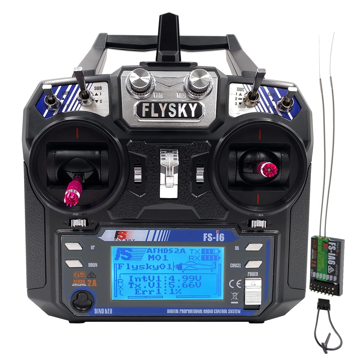 Photo 1 of DTXMX Flysky FS-i6 RC Transmitter and Receiver FS-iA6 6 Channels 2.4GHz AFHDS 2A Radio Control System for RC Fixed Wing Glider Quadcopter (Model_2)