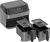 EMtronics Dual Air Fryer 9L 8 Presets Auto-Off 99 Min Grey view 4
