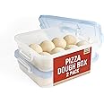 Chef Pomodoro Large Pizza Dough Proofing Box Kit 2-Pack, 17.3 x 13.4, Pizza Dough Container, Fits 6-8 Dough Balls, 2 Trays and 2 Covers, Household Pizza Dough Tray With Convenient Carry Handle (Blue)