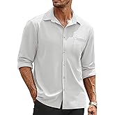 COOFANDY Mens Long Sleeve Button Down Shirts Wrinkle Free Untucked Shirts Casual Dress Shirt for Men