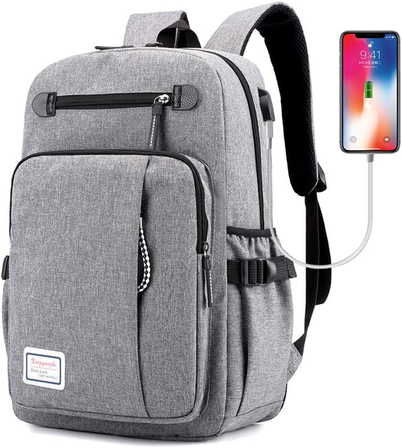 【CLEARANCE】Laptop Backpack,School Backpack with USB Charging Port Computer Bag Business Travel Rucksack Casual Daypack Fits 15.6 Inch Laptop for College Men and Women(Gray)