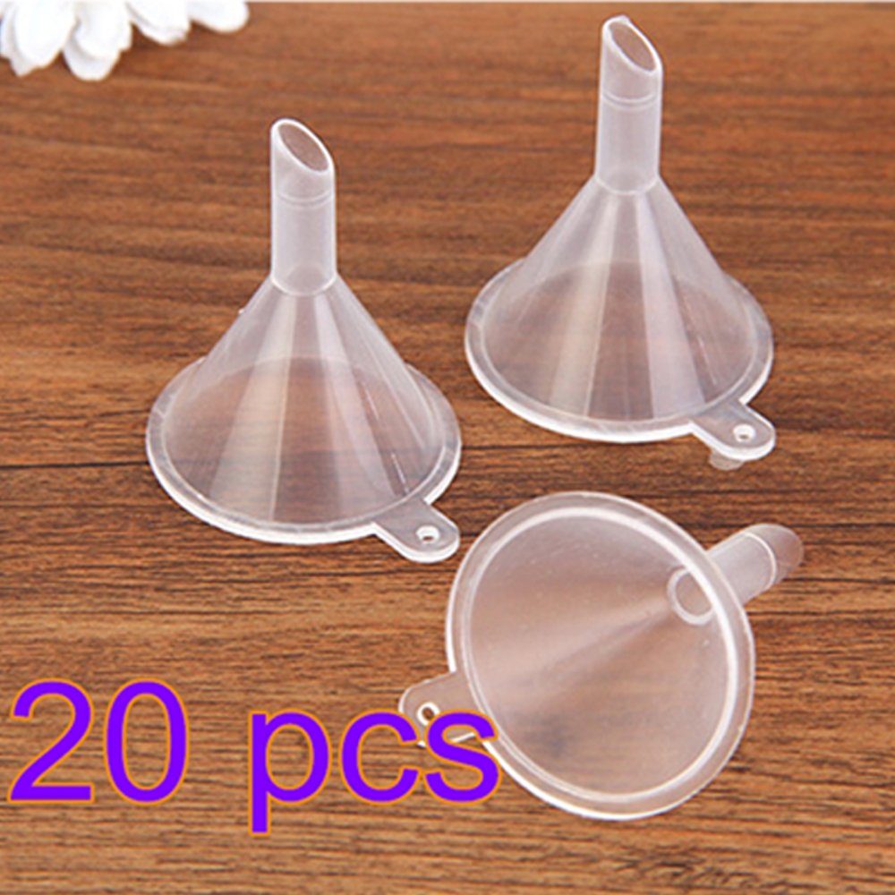Plastic Funnel,ASDOMO Funnel For Water, Car Oil, Gas ,Gas Additives, Lubricants and Fluids,Perfume Funnel Transparent Color 20PCS
